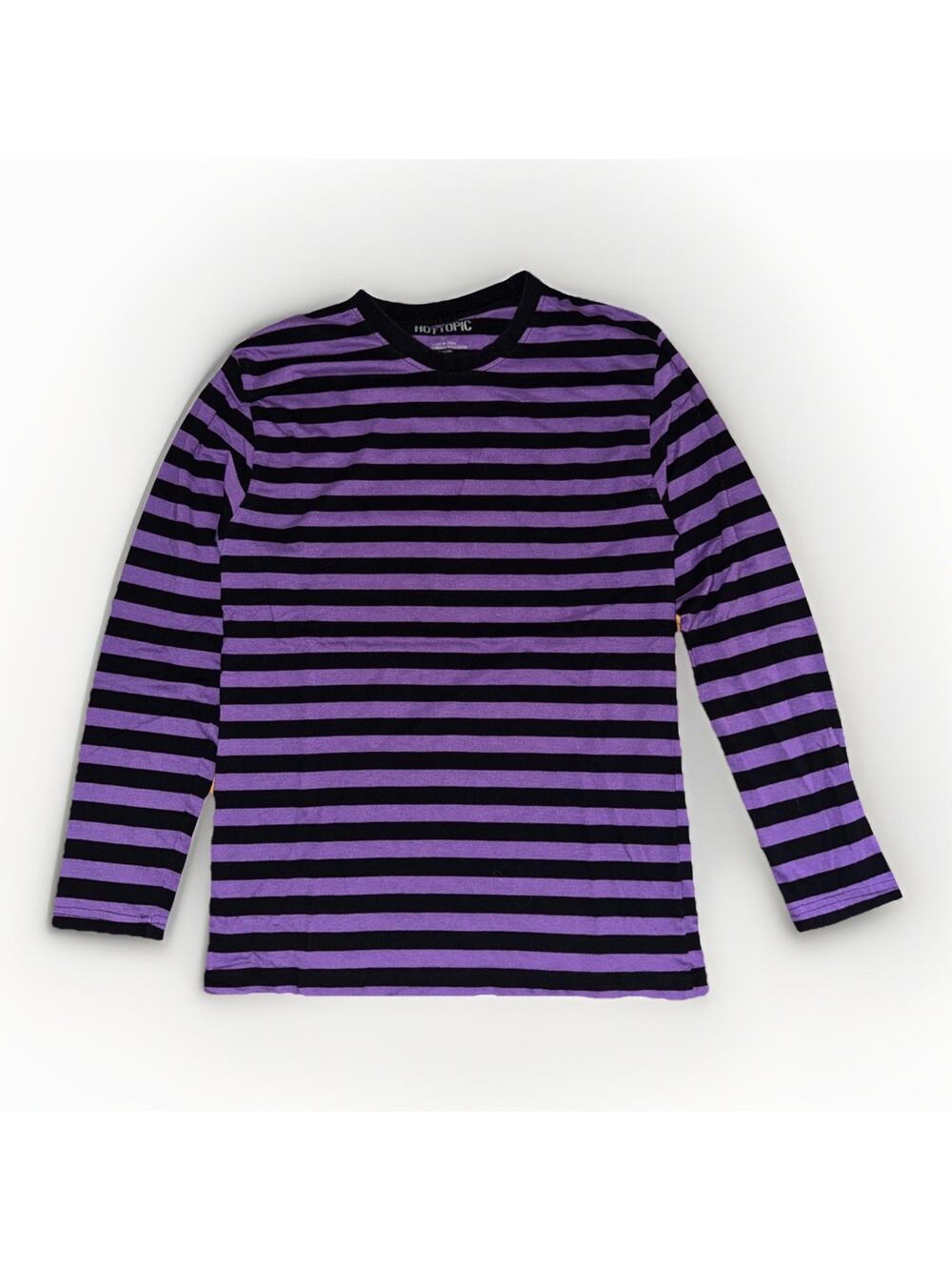 Hot Topic Long Sleeve Stripped Shirt Medium Black Purple 18x27